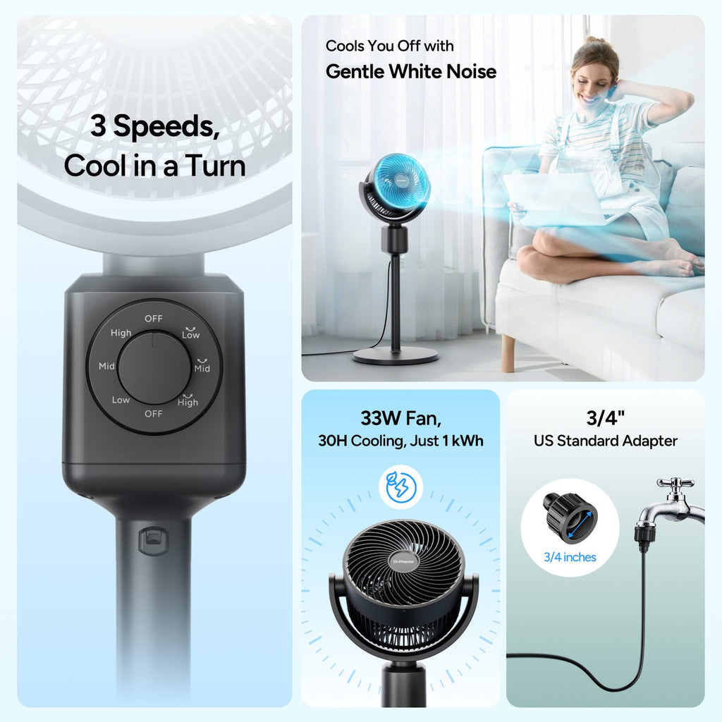Adjustable Misting Fan | Portable Cooling Fan with Oscillation & Misting Kit | Ideal for Outdoor Comfort and Patio Use 6