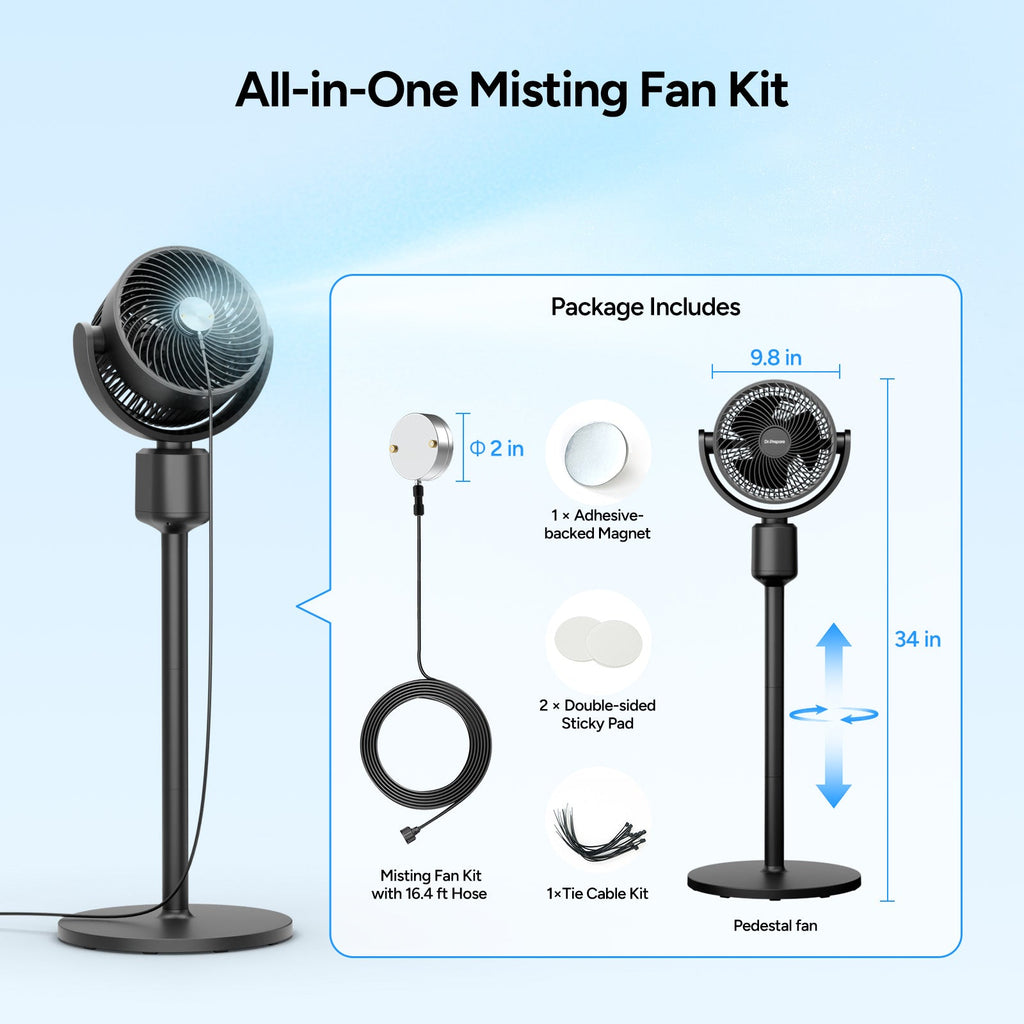 Adjustable Misting Fan | Portable Cooling Fan with Oscillation & Misting Kit | Ideal for Outdoor Comfort and Patio Use 7