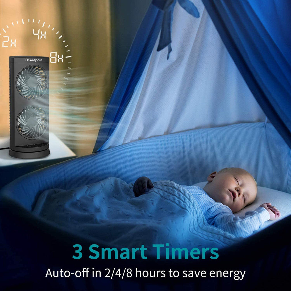 Compact Dual Oscillating Tower Fan | Whisper-Quiet Cooling & Auto-Off Timer for Efficient Airflow in Small Spaces 1