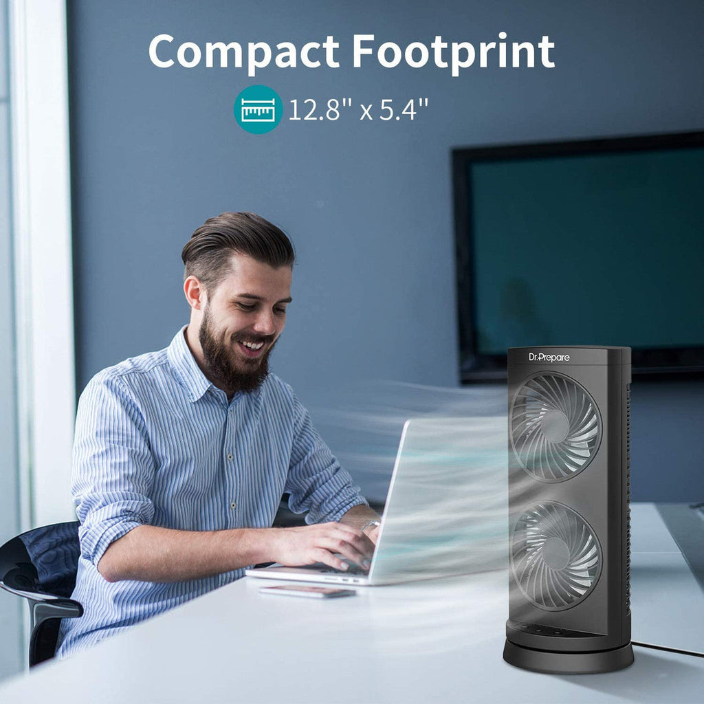 Compact Dual Oscillating Tower Fan | Whisper-Quiet Cooling & Auto-Off Timer for Efficient Airflow in Small Spaces 3