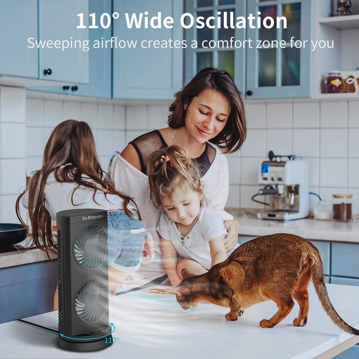 Compact Dual Oscillating Tower Fan | Whisper-Quiet Cooling & Auto-Off Timer for Efficient Airflow in Small Spaces 5
