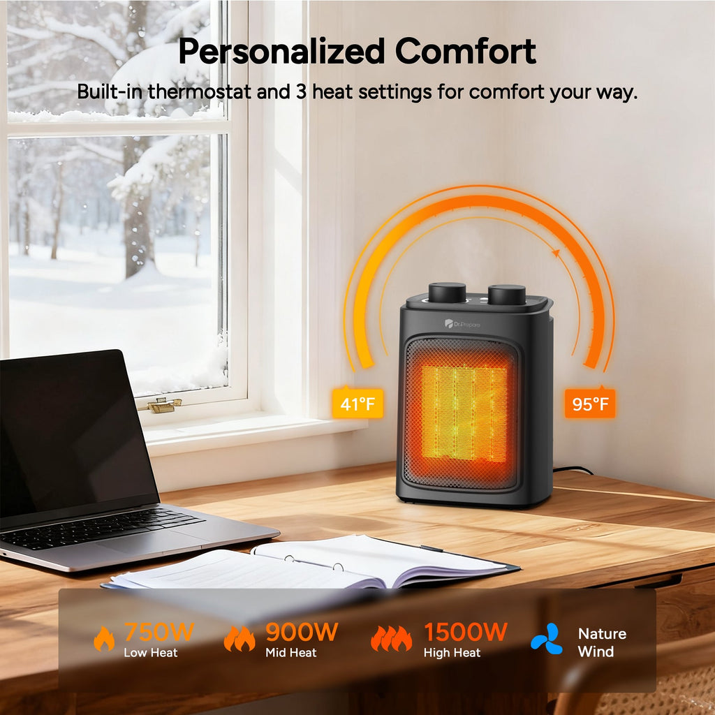 Compact Electric Space Heater | Adjustable Temperature Control | Portable and Energy Efficient Heater for Cozy Indoor Comfort 3