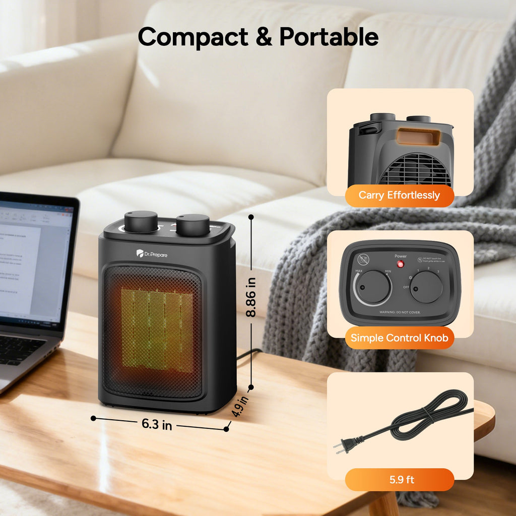 Compact Electric Space Heater | Adjustable Temperature Control | Portable and Energy Efficient Heater for Cozy Indoor Comfort 4