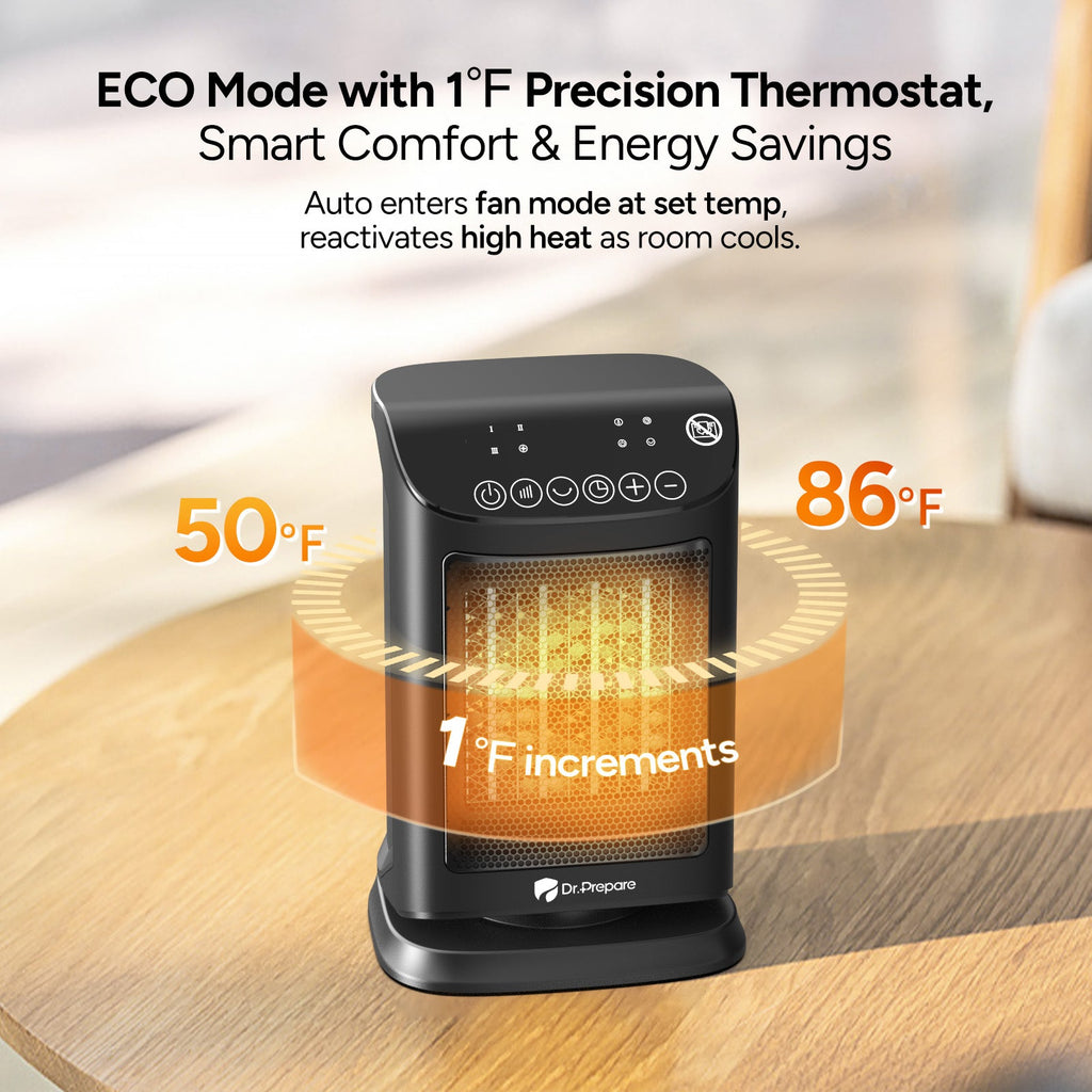 Efficient Space Heater | 1500W Portable Electric Heater with 70° Oscillation | Energy Efficient Design for Rapid Warmth 2