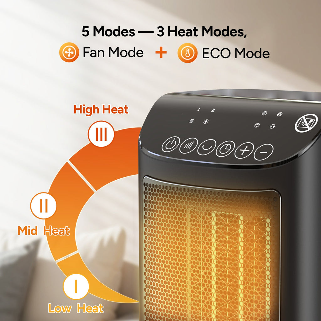 Efficient Space Heater | 1500W Portable Electric Heater with 70° Oscillation | Energy Efficient Design for Rapid Warmth 3