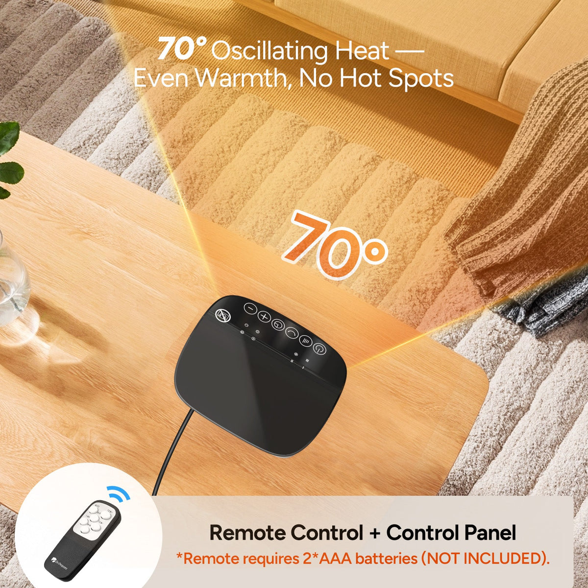 Efficient Space Heater | 1500W Portable Electric Heater with 70° Oscillation | Energy Efficient Design for Rapid Warmth 4