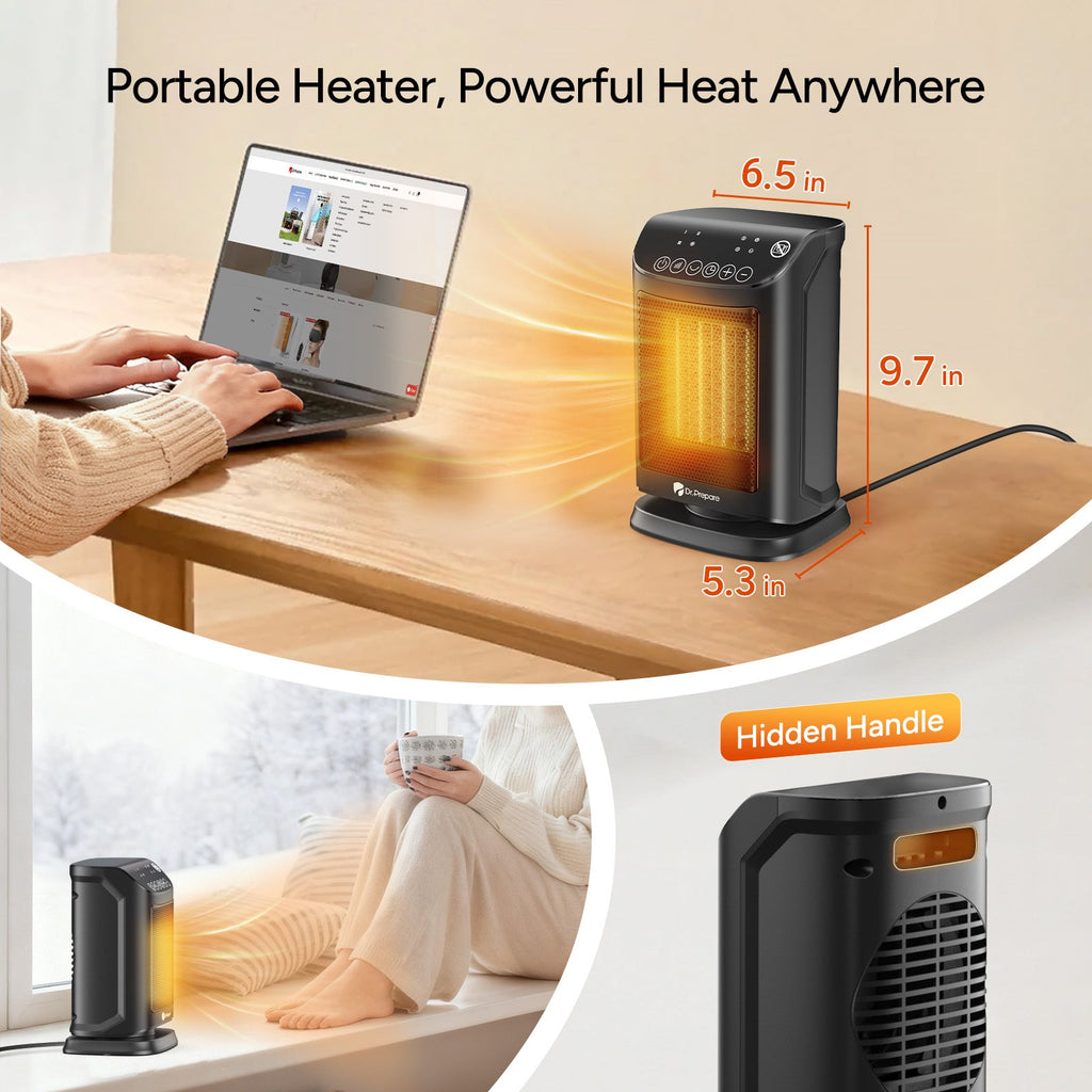 Efficient Space Heater | 1500W Portable Electric Heater with 70° Oscillation | Energy Efficient Design for Rapid Warmth 5