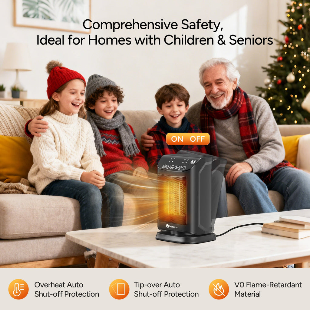 Efficient Space Heater | 1500W Portable Electric Heater with 70° Oscillation | Energy Efficient Design for Rapid Warmth 6