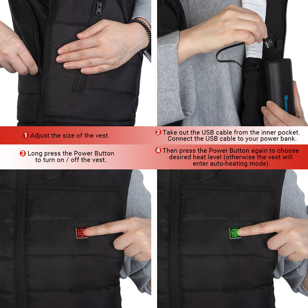 Heated Vest | Electric Quilted Vest with 6 Heat Zones | Adjustable Fit for Ultimate Warmth 7