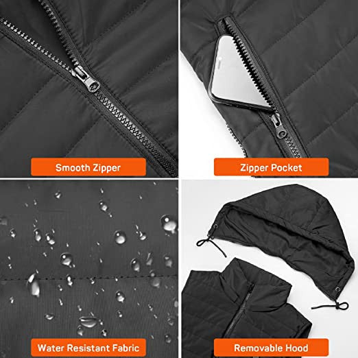 Heated Vest | Unisex Electric Vest with 6 Heating Zones & Removable Hood | Comfortable Outdoor Wear for Men and Women 3