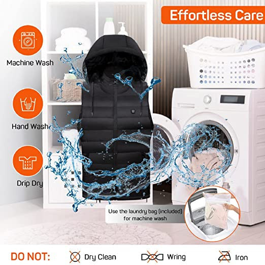Heated Vest | Unisex Electric Vest with 6 Heating Zones & Removable Hood | Comfortable Outdoor Wear for Men and Women 6