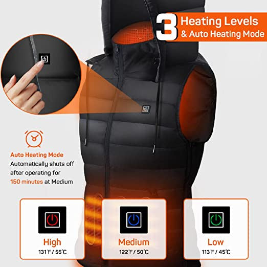 Heated Vest | Unisex Electric Vest with 6 Heating Zones & Removable Hood | Comfortable Outdoor Wear for Men and Women 7