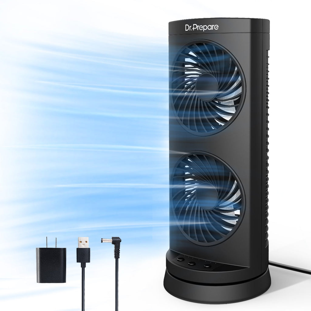 Upgraded Dual Oscillating Tower Fan with 110° Oscillation & USB Power | Compact Design for Enhanced Cooling 0