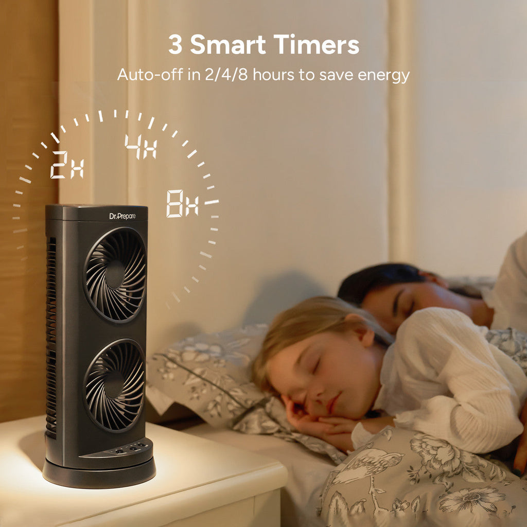 Upgraded Dual Oscillating Tower Fan with 110° Oscillation & USB Power | Compact Design for Enhanced Cooling 2