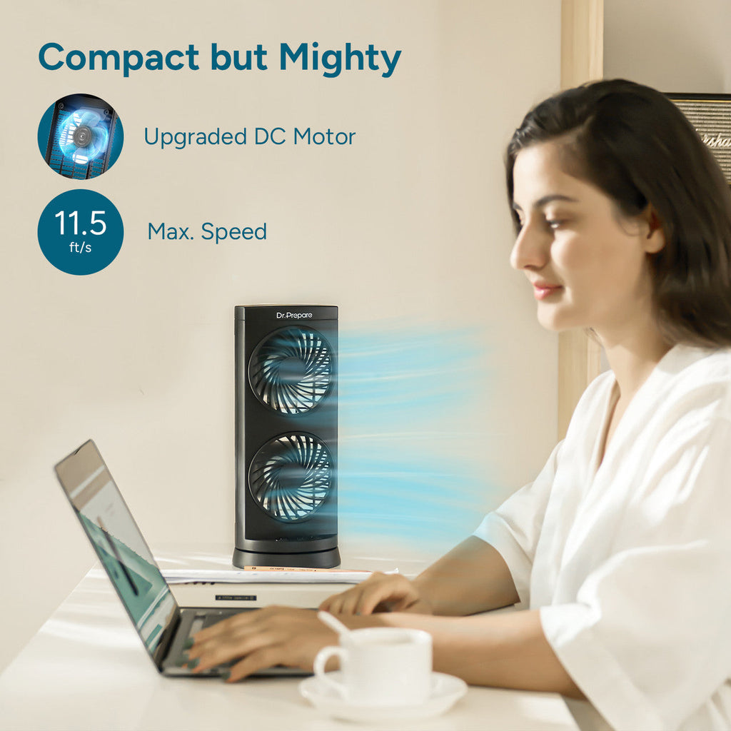 Upgraded Dual Oscillating Tower Fan with 110° Oscillation & USB Power | Compact Design for Enhanced Cooling 4